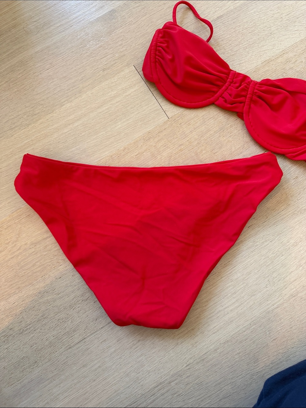 JADE SWIM Mia ruched bikini Two-Piece Bikini Set red top XS bottom M